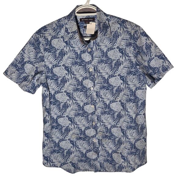 Michael Kors Floral Blue Button Down Shirt - Size Small - Picture 1 of 6